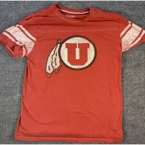 Vintage Utah Utes Tailgate T Shirt Red Distressed NCAA Men's Small